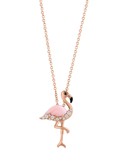 Effy Collection Pink Opal (3/8 ct. t.w.) & Diamond (1/8 ct. t.w.) Pendant Necklace in 14k Rose Gold