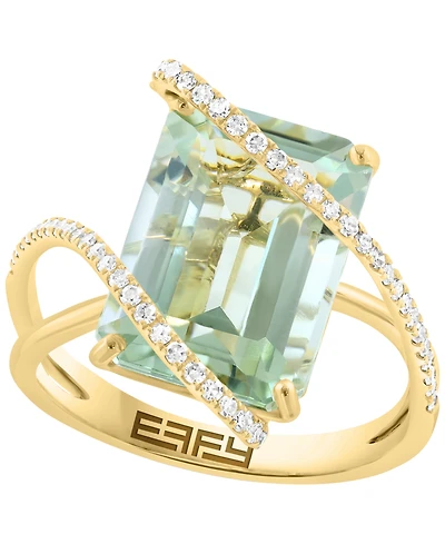 Effy Collection Green Amethyst (6 ct. t.w.) & Diamond (1/4 ct. t.w.) Ring in 14k Yellow Gold