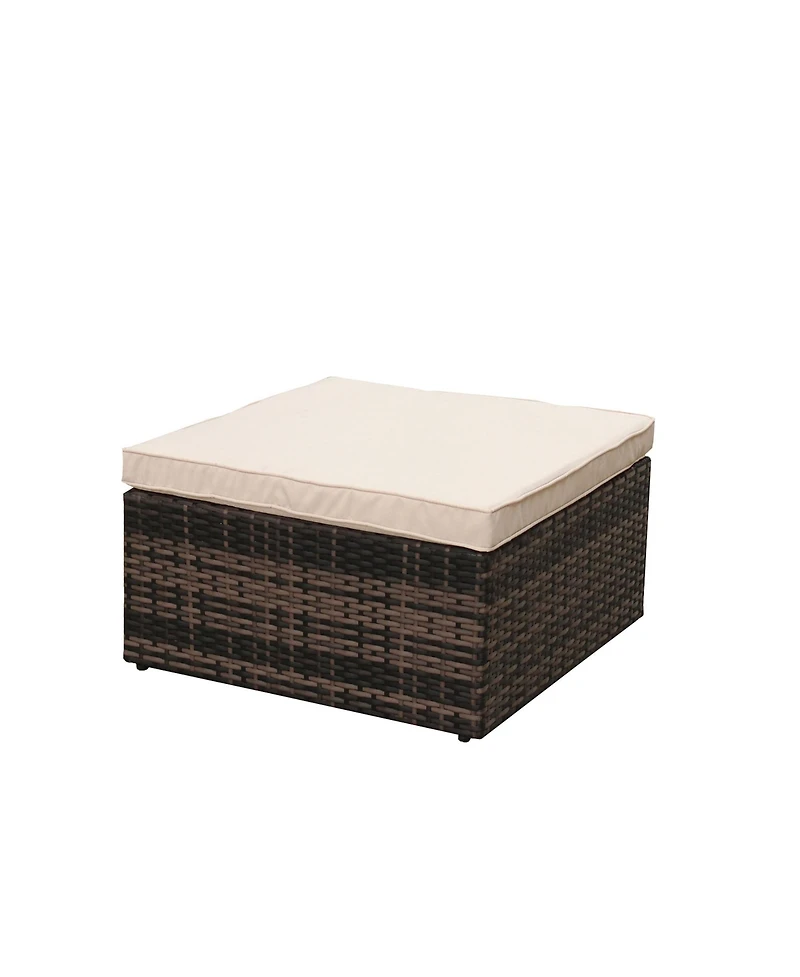 Clihome 4 Piece Outdoor Rattan Conversation Sofa Set Pe Wicker Patio Furniture Set with Cushion, Tempered Glass Coffee Table
