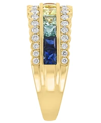 Effy Collection Multi-Sapphire (1 ct. t.w.) & Diamond (3/8 ct. t.w.) Ring in 14k Yellow Gold