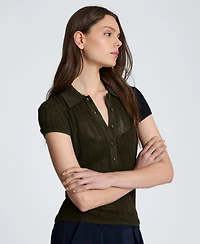 Kenneth Cole Women's Short-Sleeve Polo Sweater Top