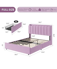 homfan Led Bed Frame with Storage Headboard and Drawers