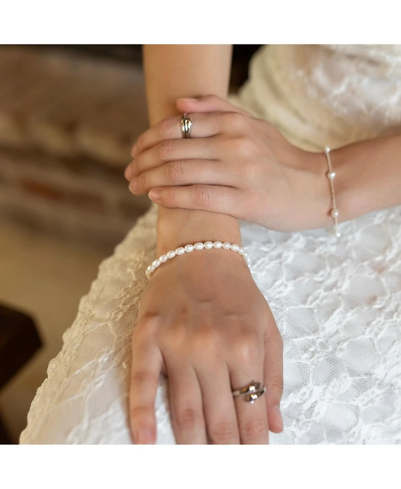 Spero London Natural Freshwater Real Seed Pearl Strand Bracelet