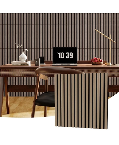 gaomon Piece 3D Fluted Wood Slat Acoustic Soundproof Wall Panels for Noise Reduction