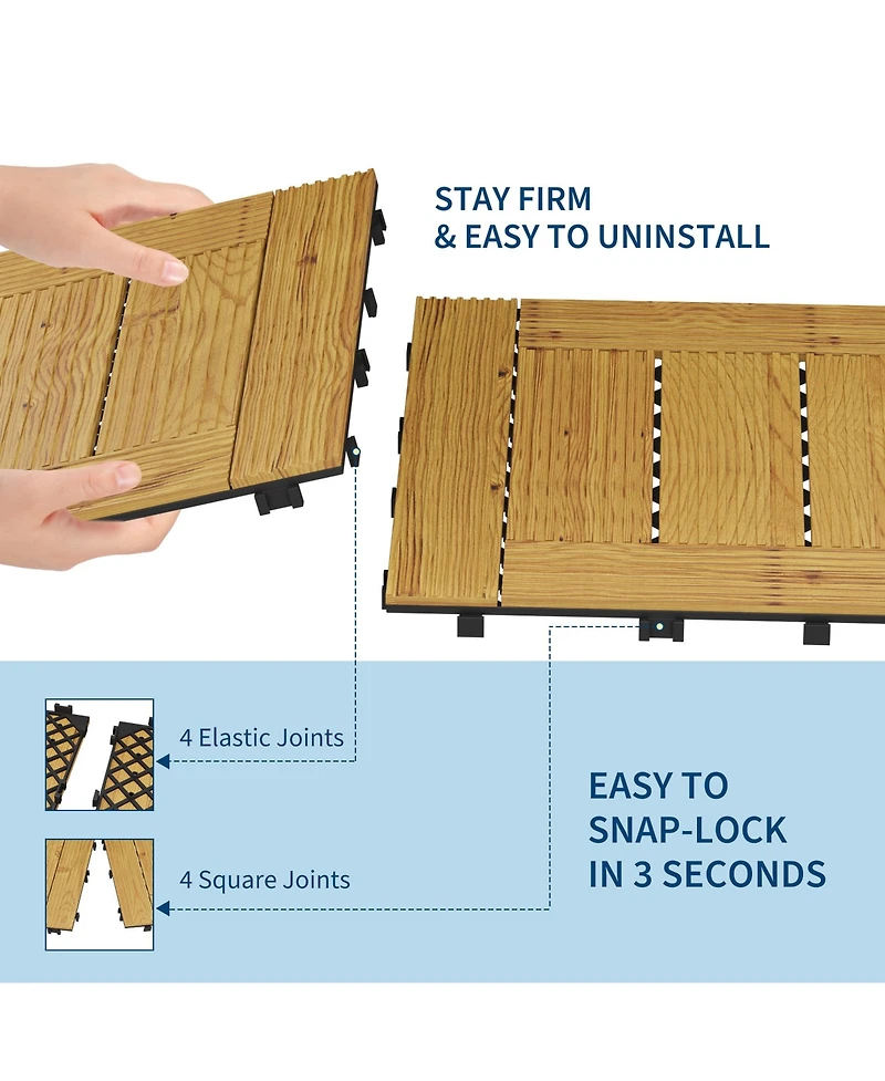 gaomon Water Resistant Wood Patio Flooring Deck Tiles for Indoor and Outdoor Use