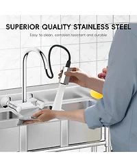 Gaomon Freestanding 3-Bowl Stainless Steel Utility Sink Commercial Triple Compartment Sink with Legs and Backsplash