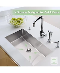 Gaomon Undermount Kitchen Sink 16 Gauge 304 Stainless Steel Single Bowl Deep Flat Bottom with Grid and Drain Kit