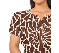 Msk Plus Printed Split-Neck Tiered Cotton Maxi Dress