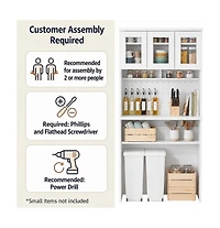 gaomon H Kitchen Cabinet with Trash Can Storage – Trash Can Cabinet with Microwave Stand, 35.4" Wide Kitchen Pantry for Dining Room