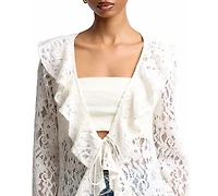 Avec Les Filles Women's Ruffle Tie Front Topper