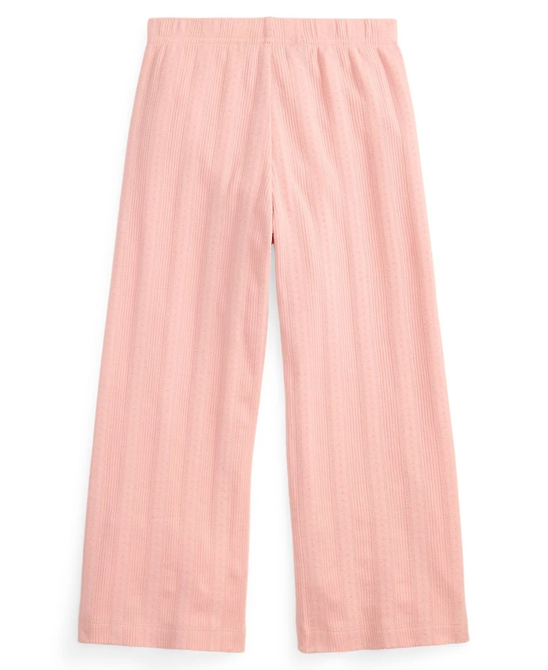 Polo Ralph Lauren Girls' 2T-6X Pointelle-Knit Wide-Leg Cotton Pants