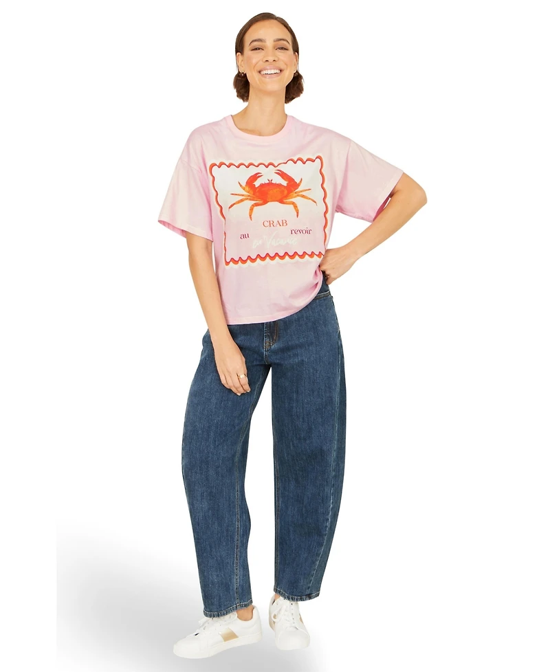 Yumi Women's Crab Vacation Print T-Shirt