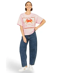 Yumi Women's Crab Vacation Print T-Shirt