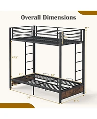 Slickblue Metal Bunk Bed Frame with Headboard and Footboard, Strong and Long-Lasting