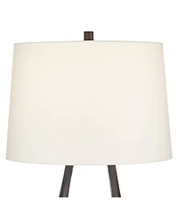 Possini Euro Design Woodwork Tall Open Base Large Mid Century Modern End Table Lamp Black Finish Finish Single Living Room