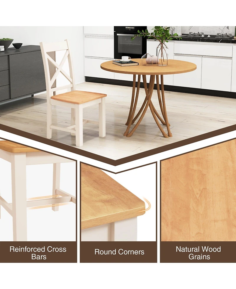 Gymax Modern Wooden Dining Chairs Set of 4 w/ High Back Rubber Wood Frame Armless