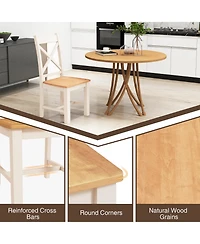 Gymax Modern Wooden Dining Chairs Set of 4 w/ High Back Rubber Wood Frame Armless
