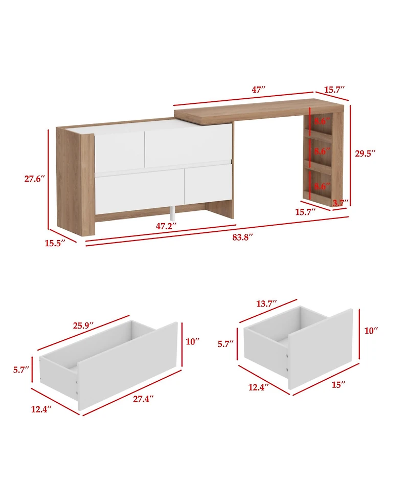 Homsee L-Shaped Desk with Storage - Adjustable Corner Computer Desk | Office Desk with Drawers
