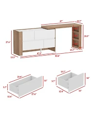 Homsee L-Shaped Desk with Storage - Adjustable Corner Computer Desk | Office Desk with Drawers