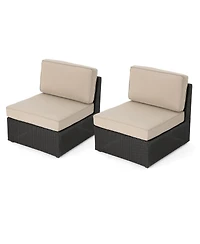 Asagikoiai Pe Rattan Outdoor Modular Sectional Sofa Set with Table and Cushions