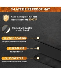 Xo 65" x 48" Double-Sided Fireproof Under Grill Mat, Waterproof Oil Resistant Bbq Deck Protector Pad for Indoor Outdoor Patio