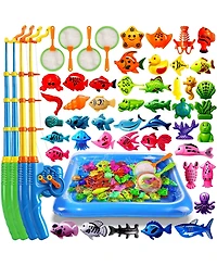 Gnuadz 42 Fishes Fishing Game Set Kids Outdoor Pool Party Rod Net Floating Fish Birthday Gift