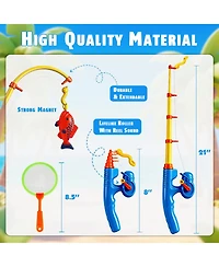 Gnuadz 15 Fishes Fishing Game Set Water Table Bath Toy Pole Rod Net Floating Fish Toddler Kids Gift