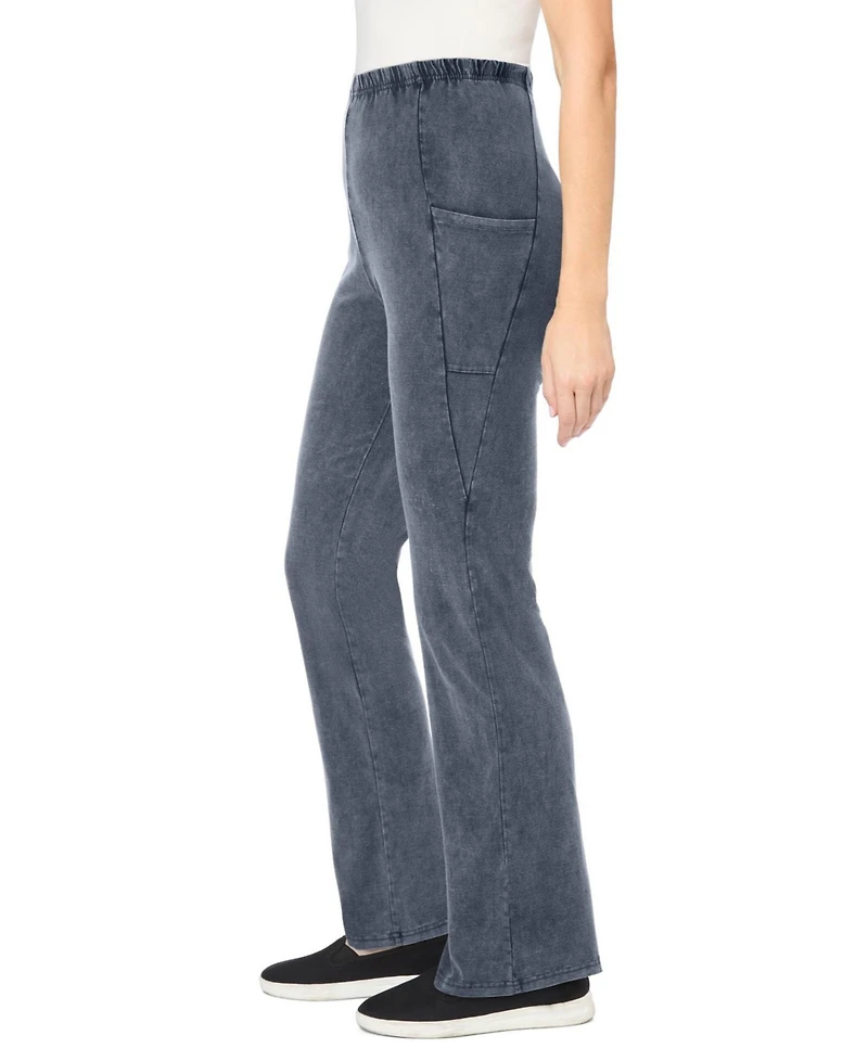 Woman Within Plus Stretch-Cotton Knit Pull-On Bootcut Pocket Leggings