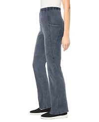 Woman Within Plus Stretch-Cotton Knit Pull-On Bootcut Pocket Leggings
