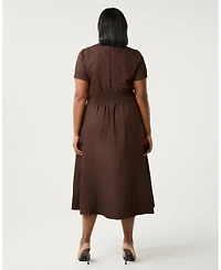 Estelle Women's Akira Linen Blend V-Neck Midi Dress