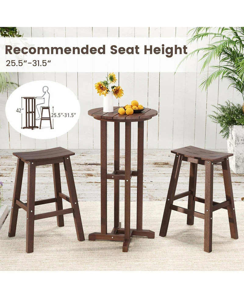 Sugift Round Hdpe Outdoor Bar Height Dining Table with Slatted Top