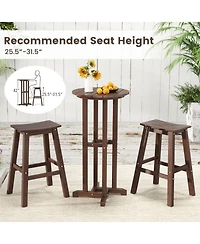 Sugift Round Hdpe Outdoor Bar Height Dining Table with Slatted Top
