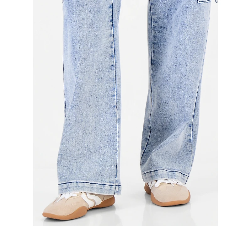 Vanilla Star Juniors' Wide-Leg Pull-On Cargo Jeans