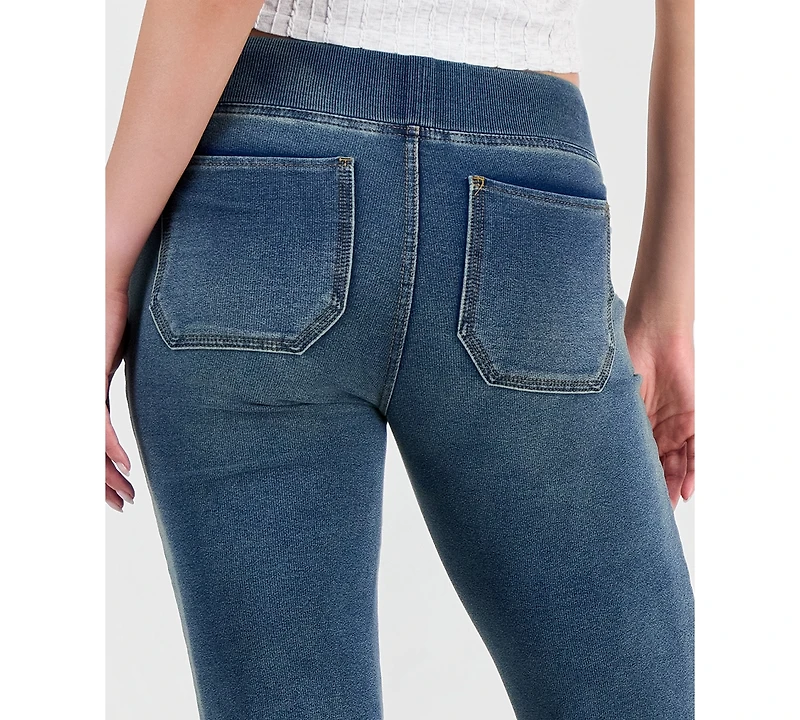 Vanilla Star Juniors' Fleece-Knit Drawstring-Waist Bootcut Jeans