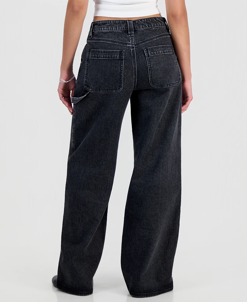 Madden Girl Juniors' High-Rise Ultra 90s Wide-Leg Carpenter Jeans