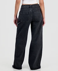 Madden Girl Juniors' High-Rise Ultra 90s Wide-Leg Carpenter Jeans