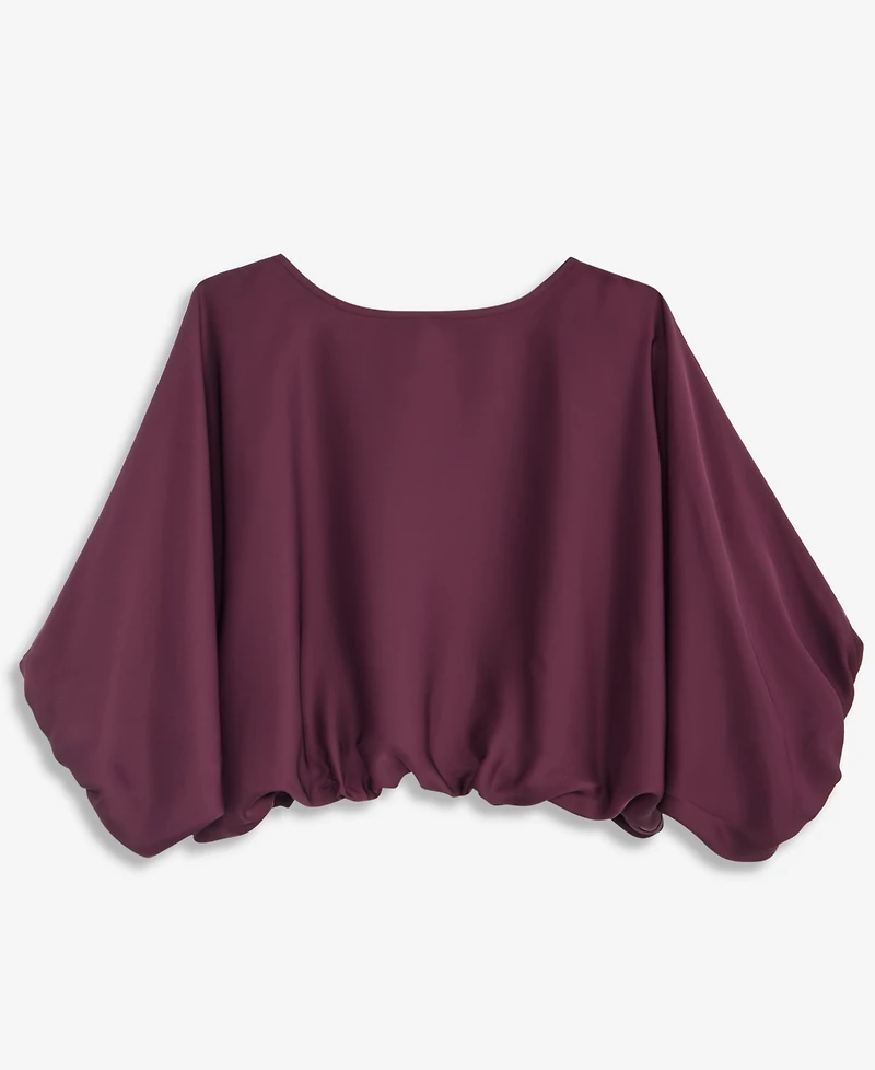 I.n.c. International Concepts Petite Elbow-Sleeve Bubble Boat Neck Blouse, Macy's Exclusive