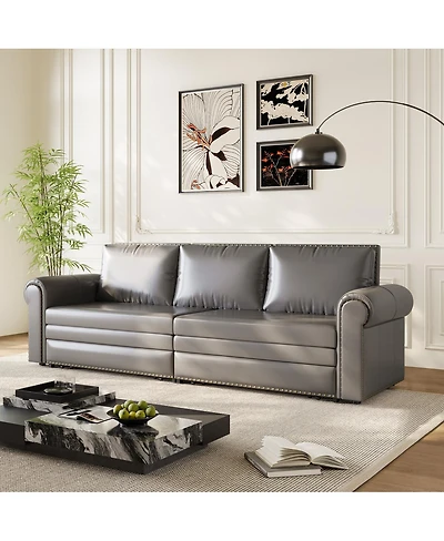 Streamdale Furniture Chesterfield King Pull Out Sofa Bed, Faux Leather Sleeper