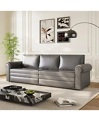 Streamdale Furniture Chesterfield King Pull Out Sofa Bed, Faux Leather Sleeper