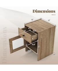Slickblue Bedroom Nightstand with Spacious Drawer and Cabinet Organizer