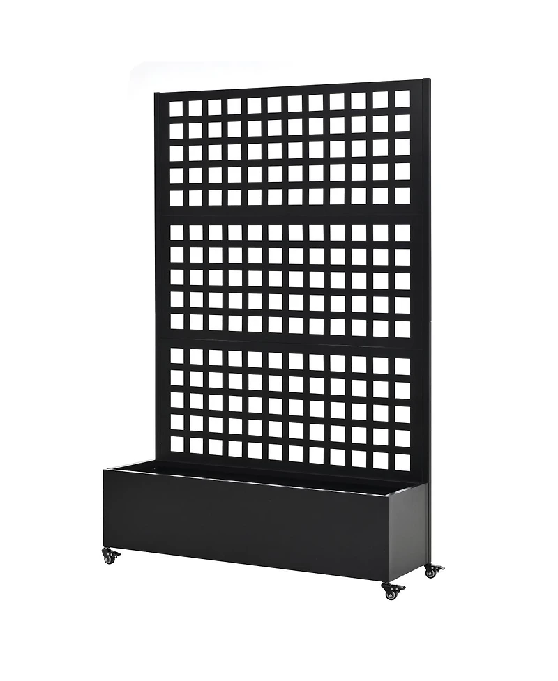 Streamdale Furniture Metal Raised Garden Bed with Wheels, Trellis, and Privacy Screen, 73"x47"x16