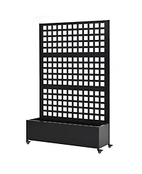 Streamdale Furniture Metal Raised Garden Bed with Wheels, Trellis, and Privacy Screen, 73"x47"x16