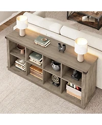 gaomon 8 Cube Storage Organizer Bookcase, 62 in Farmhouse Horizontal Wood Shelf for Entryway