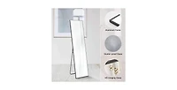 Busdays Floor Standing Mirror Wall Mirror with Stand Aluminum Alloy Thin Frame Rectangular