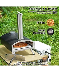 Cozito Portable Outdoor Pizza Oven,Tri-Fuel Pizza Grill with Stone, Cover and Shovel