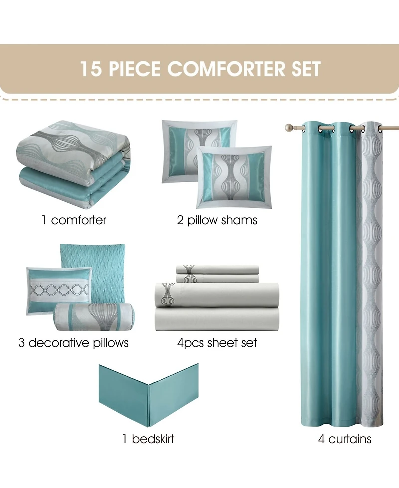 Stratford Park Kath Geometric 15-Pc. Comforter Set, California King