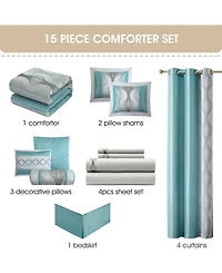Stratford Park Kath Geometric 15-Pc. Comforter Set, California King