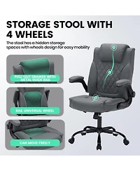 homfan Pu Leather Office Chair with Flip-Up Armrests, High Back Executive Desk Chair, 360degree(s) Swivel and Adjustable Height