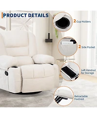 homfan Manual Swivel Recliner Chair with 360degree(s) Rocker Glider, Vibration Massage and Heat, Chenille Lounge for Living Room, Bedroom