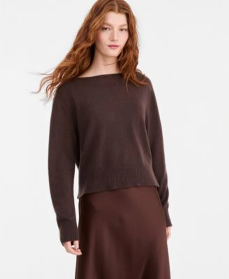 Charter Club Womens 100 Cashmere Long Sleeve Boatneck Sweater Macys Exclusive